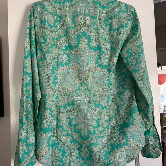 J. Crew Collection 2021 Turquoise Damask Oxford -NWT - Picture 5 of 9